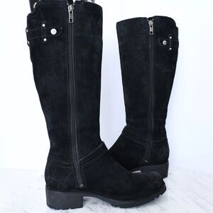 UGG Jillian Shearling Lined Black Suede 3051 Riding Side Zip Winter Boots Sz 7